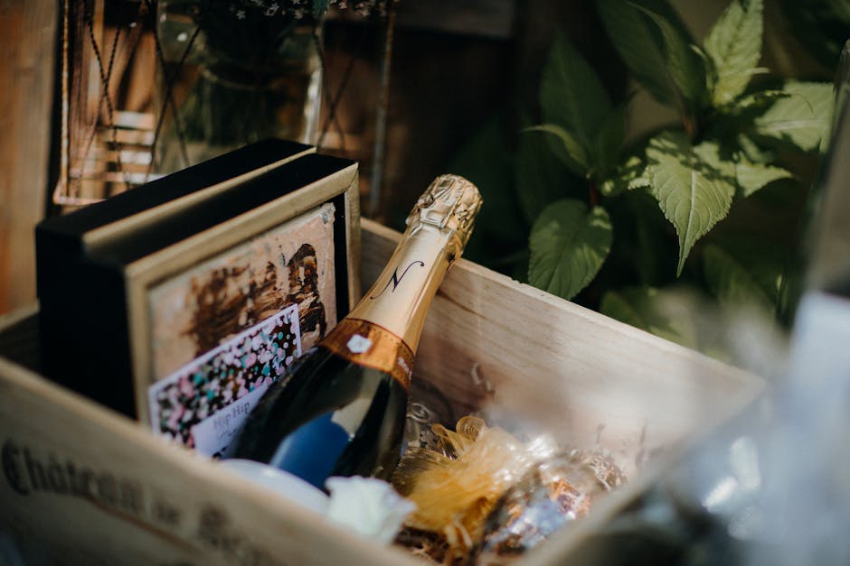 Wedding wine box ceremony with sealed love letters and bottle, a unity ceremony ritual