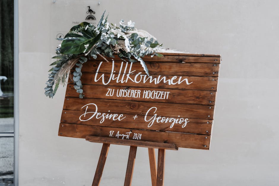 Clear acrylic wedding welcome sign with white calligraphy showing wedding welcome sign ideas