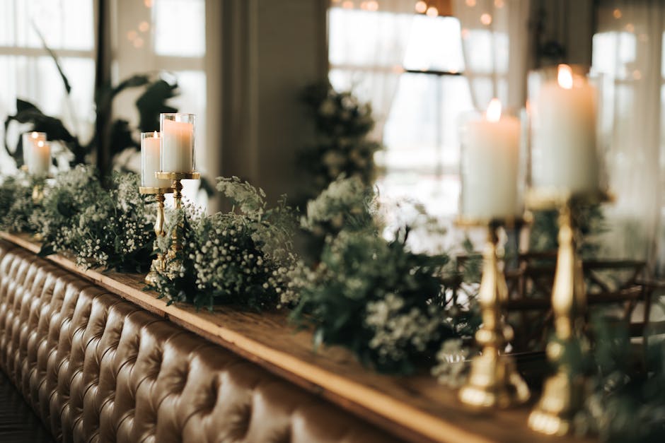 Greenery garland wedding centerpiece ideas running down a banquet table