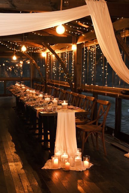 Flameless tea light wedding centerpiece ideas clustered on a table