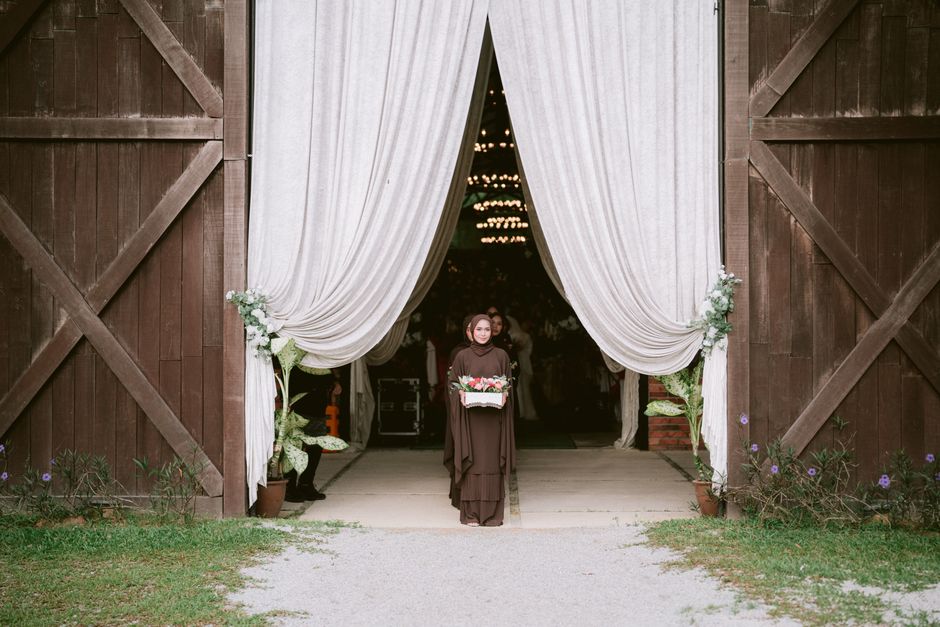Wedding program display box idea at a ceremony entrance