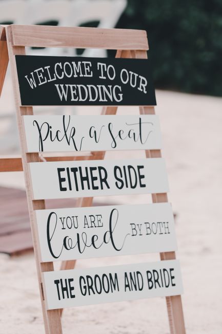 Personalized wedding timeline sign displaying the order of ceremony events