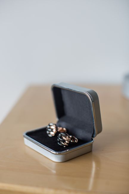 Personalized initial cufflinks for a best man styled with wedding attire