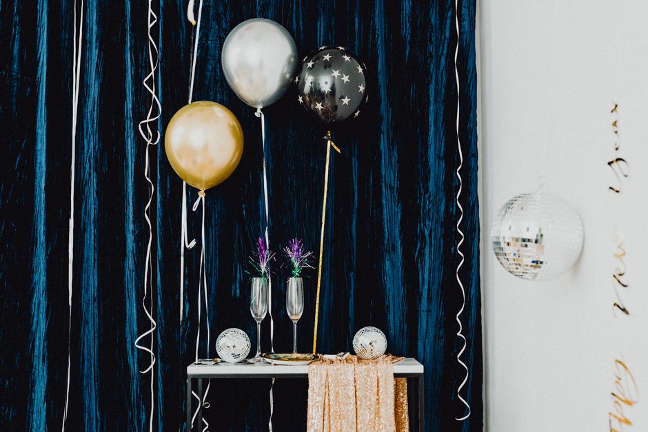 Disco ball balloon decorations, a themed bachelorette party decoration idea