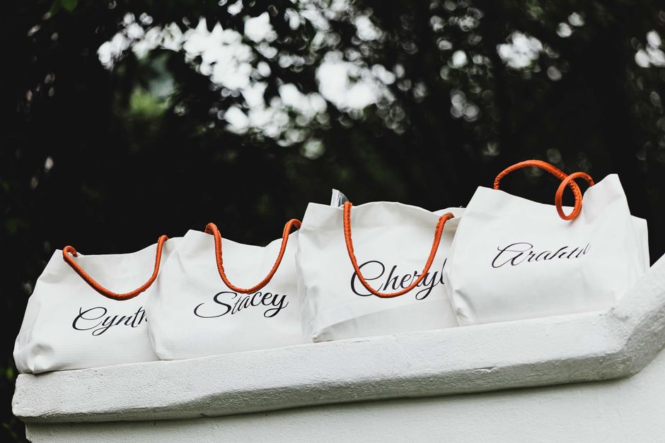 Personalized bachelorette party tote bag favor guests use after the trip