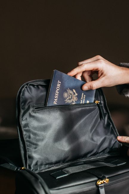 Passport holder organizer with travel documents for honeymoon