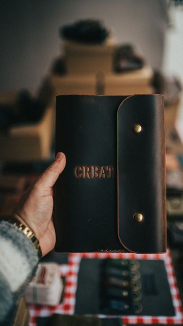 Leather anniversary journal, a popular third anniversary gift idea for couples
