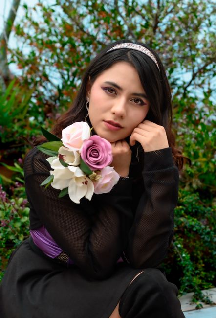 Set of artificial wrist corsages with adjustable bands for a wedding