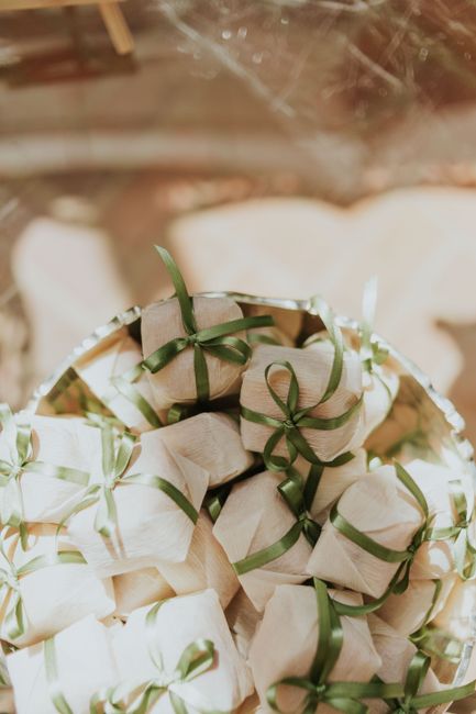 Mini natural soap bars wrapped individually as bridal shower party favors
