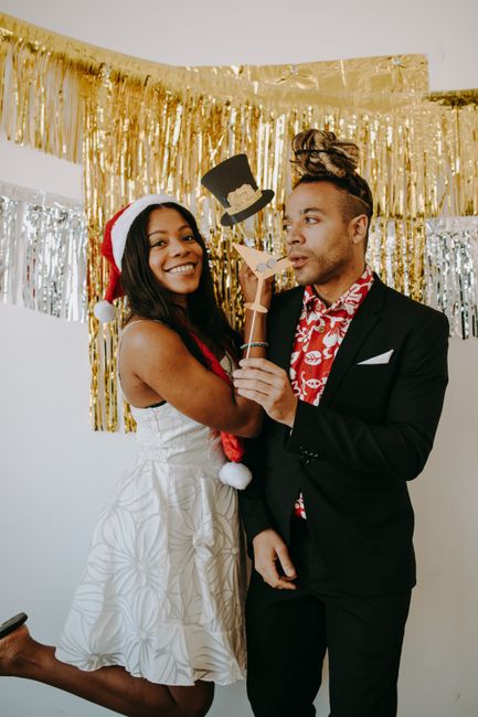 Engagement party decoration ideas photo booth props set with speech bubble signs