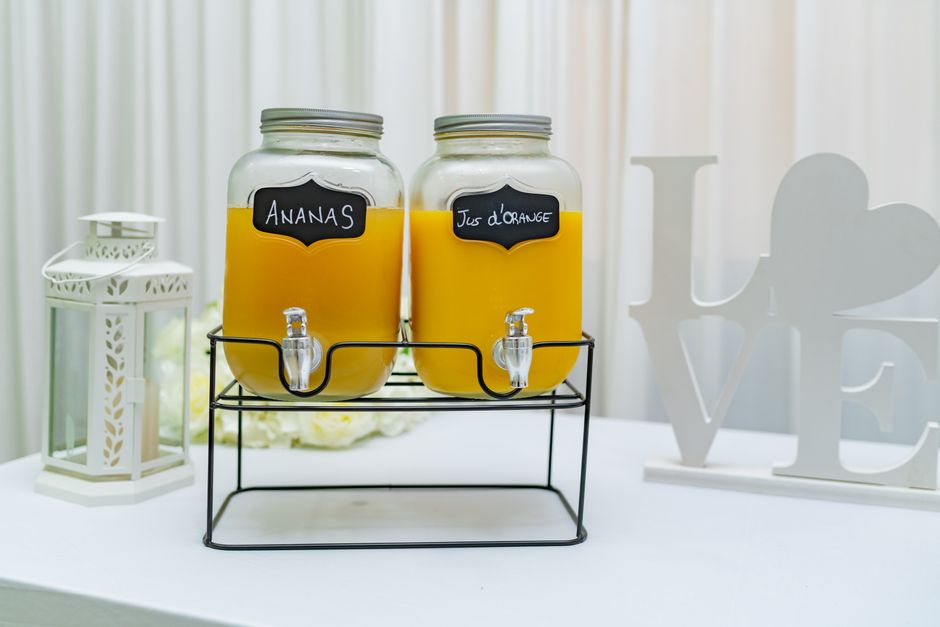 Beverage dispenser for a wedding mocktail bar setup