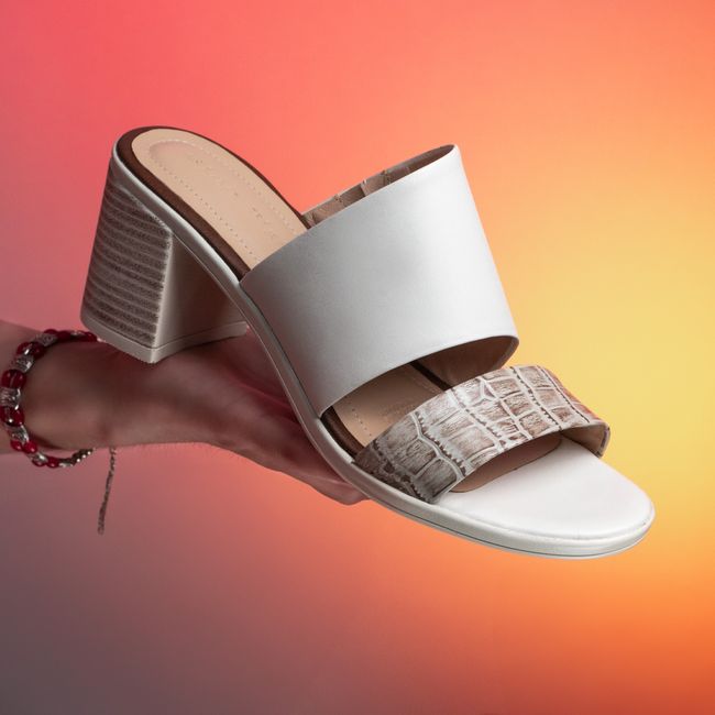 Engagement party outfit ideas showing comfortable block heel sandals