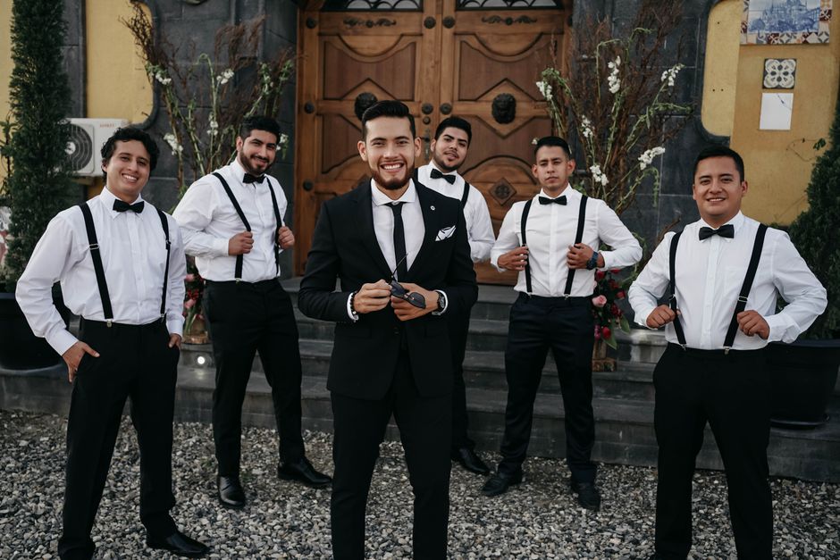groomsmen suspenders and bow tie set for a formal wedding