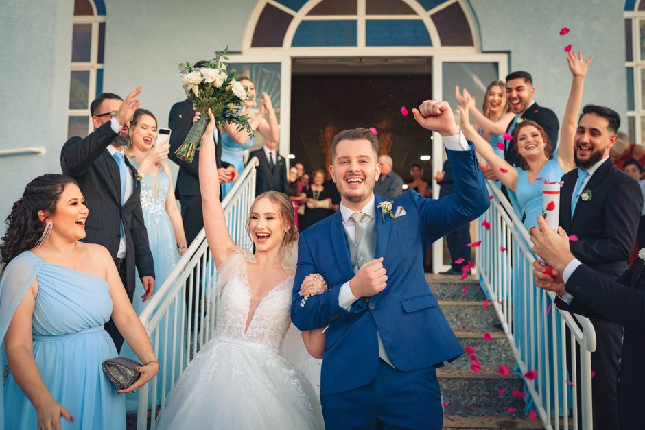 dried petal confetti paired with a wedding bubble send off