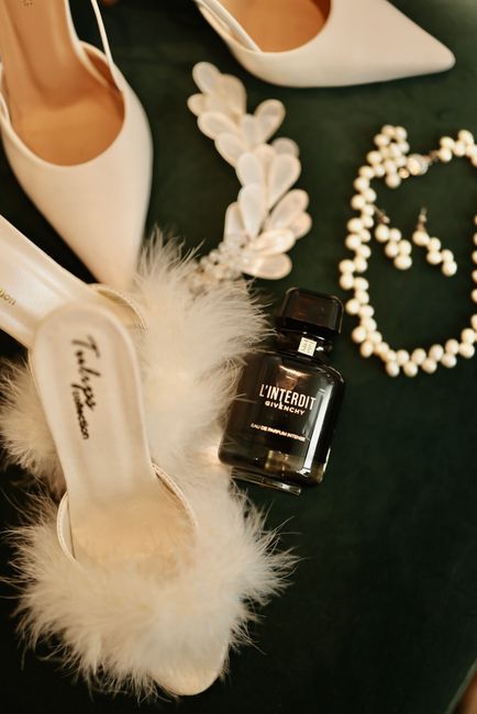 Bridal slippers as part of bridal party getting ready outfits