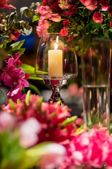 Hurricane glass wedding candle holders with taper candles