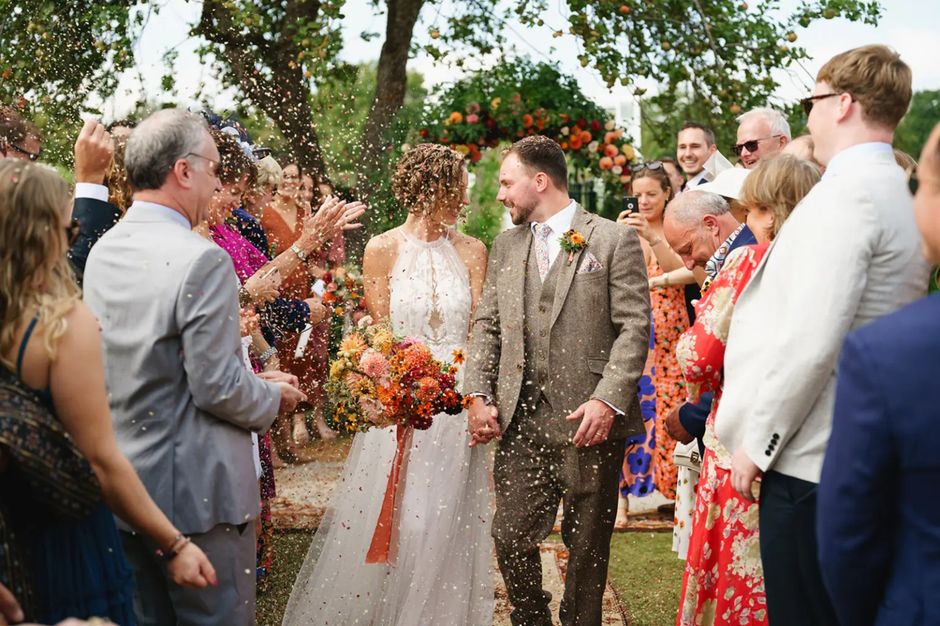 dried flower petals used as biodegradable wedding confetti