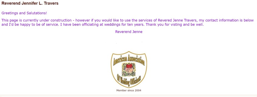 Reverend Jennifer L. Travers wedding vendor photo