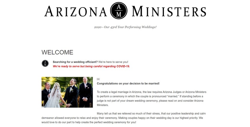 Arizona Ministers wedding vendor photo